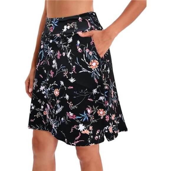 Women's Tennis Skirt Casual Knee Length Golf Skirts with Pockets